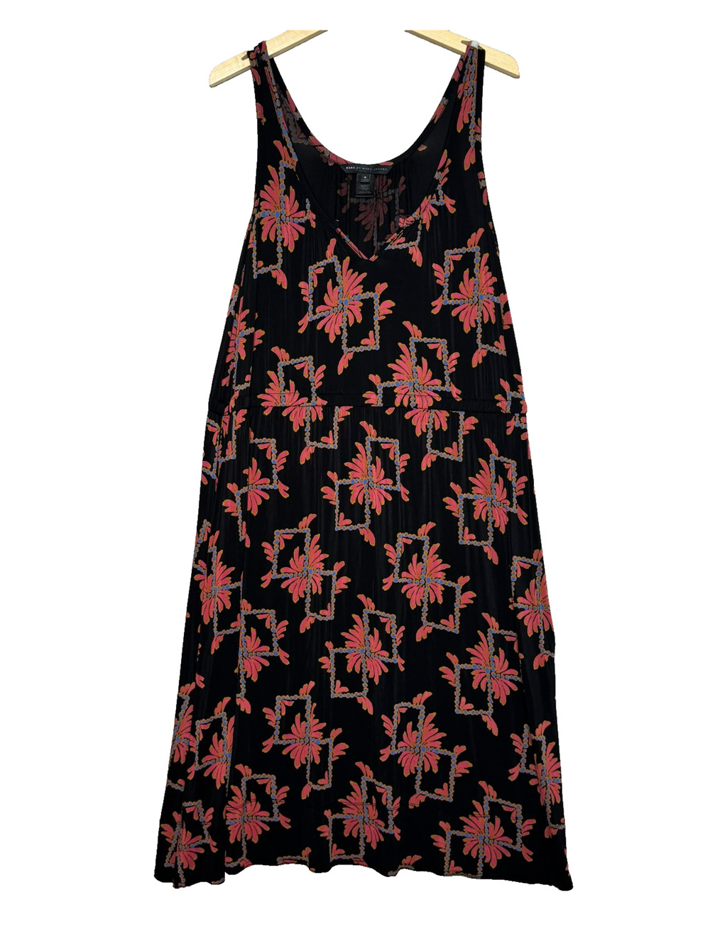Marc by Marc Jacobs Dress Womens Small Black Pink Floral Knit V Neck Dropwaist